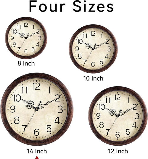 Battery Operated Farmhouse Brown Wall Clock — 14" - View 2