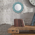 Round Farmhouse Blue Wall Mirror — 12.5" - View 6
