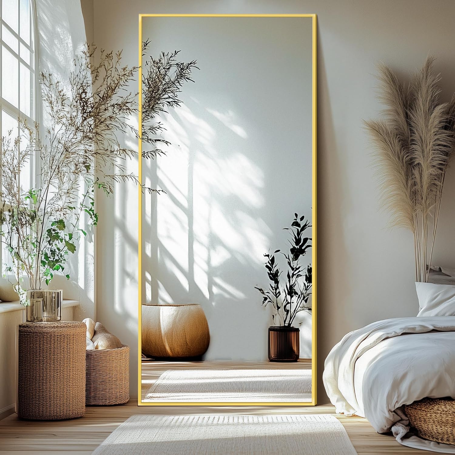 Black Wall Mirror — 50" — Gold