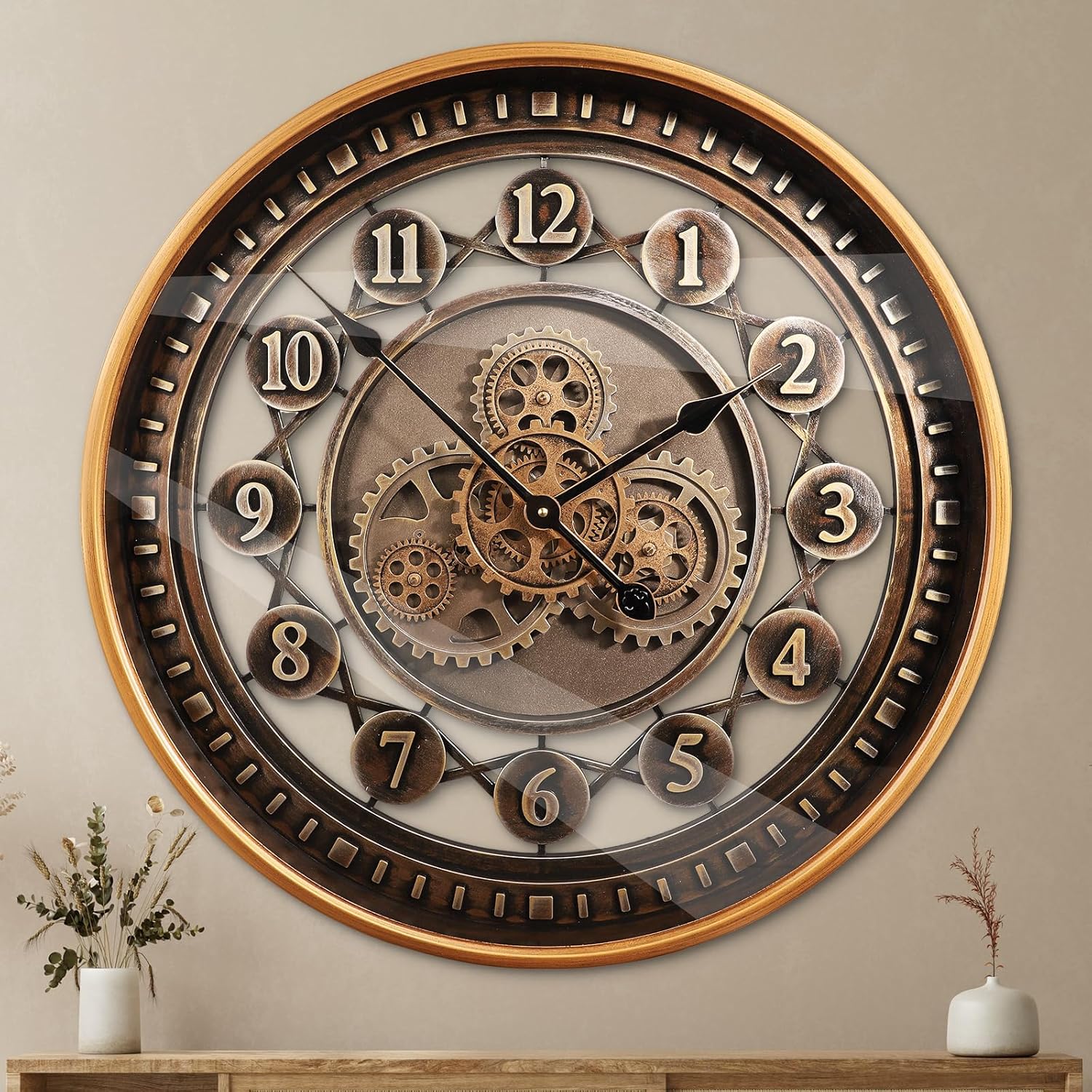 Oversized Farmhouse Brown Wall Clock — 24" — 24 Inch Bronze Brown-arabic Numerals