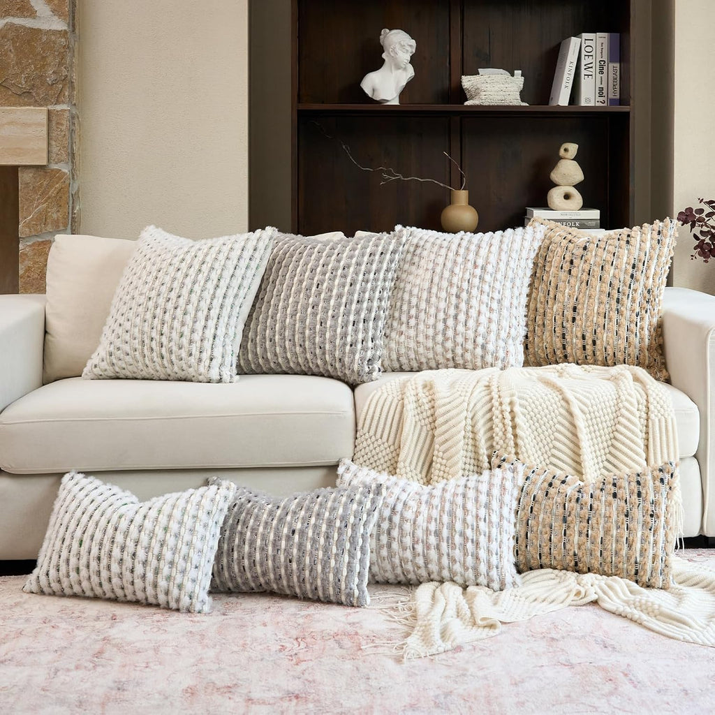 Tufted Boho Blue Throw Pillow Cover — 18" - View 7