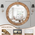 Round Beige Wall Mirror — 30" - View 2