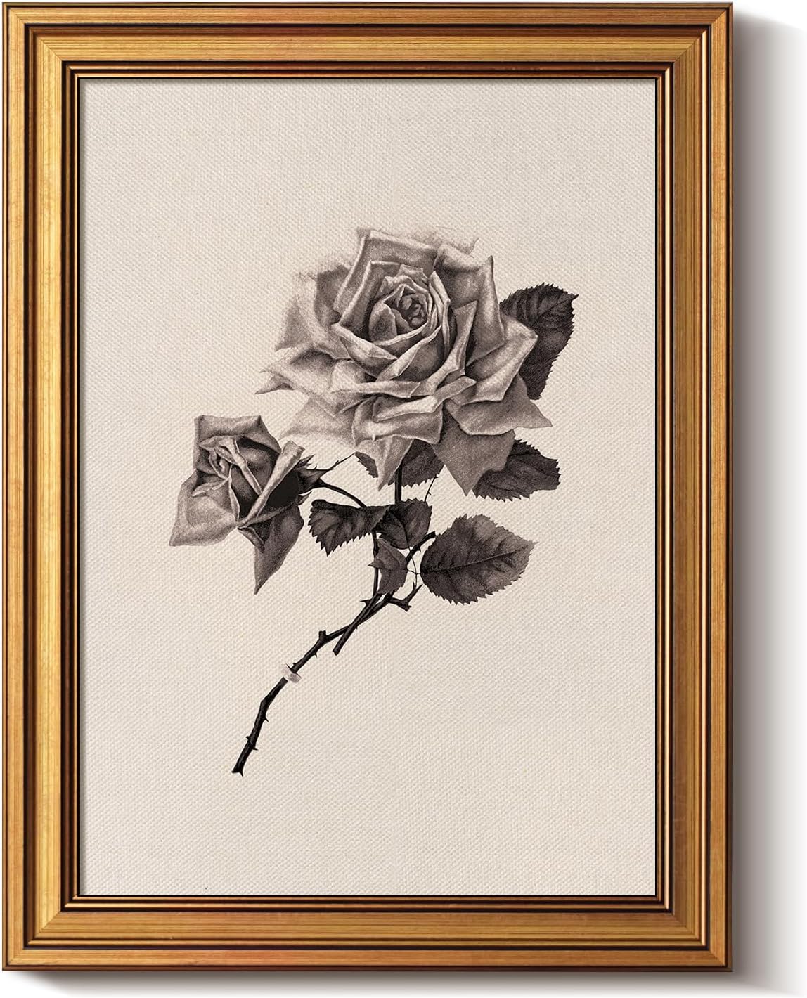 Framed Luxe Blue Wall Art — 16" — Sketch Rose