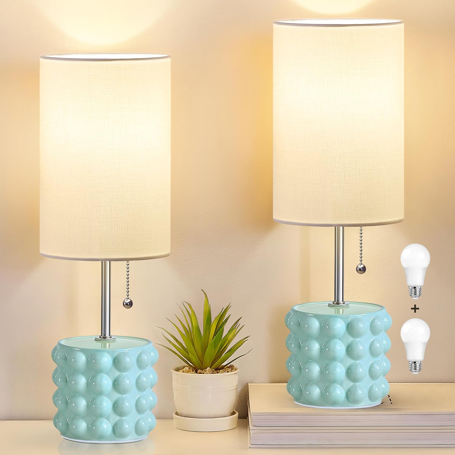 Adjustable Blue Nightstand Lamp — Set of 2 — Blue