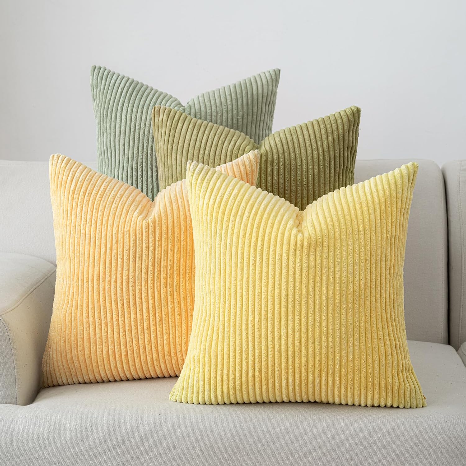 Boho Beige Throw Pillow Cover — 18" — Yellow Green
