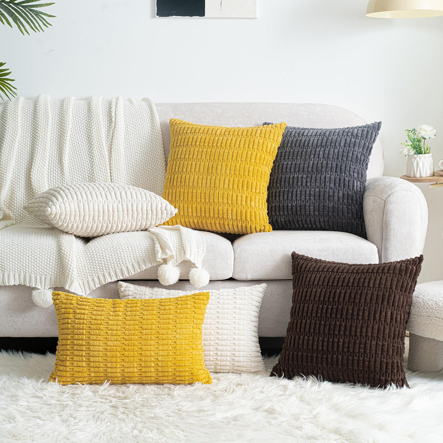 Lumbar Boho Beige Throw Pillow Cover — 20" - View 5