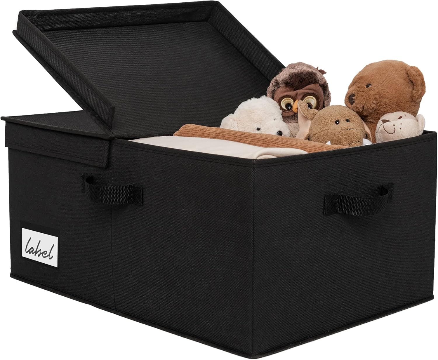 Beige Storage Bin — Black
