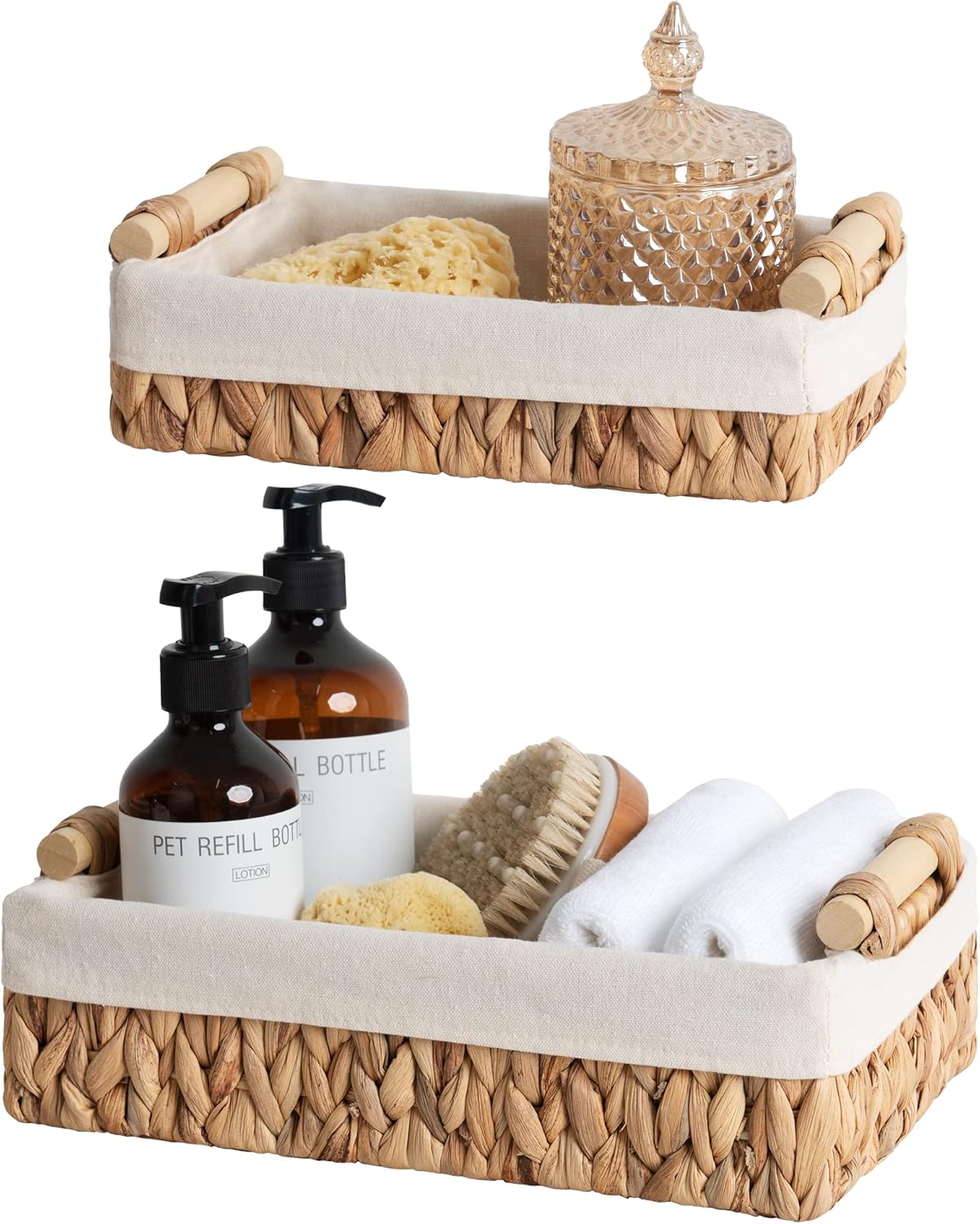 Beige Storage Basket — Set of 2 — Natural (Water Hyacinth)