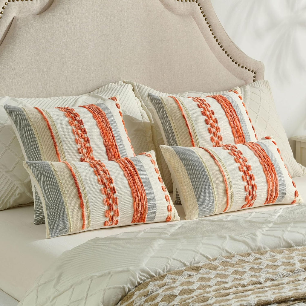 Tufted Boho Beige Throw Pillow Cover — 18" - View 6