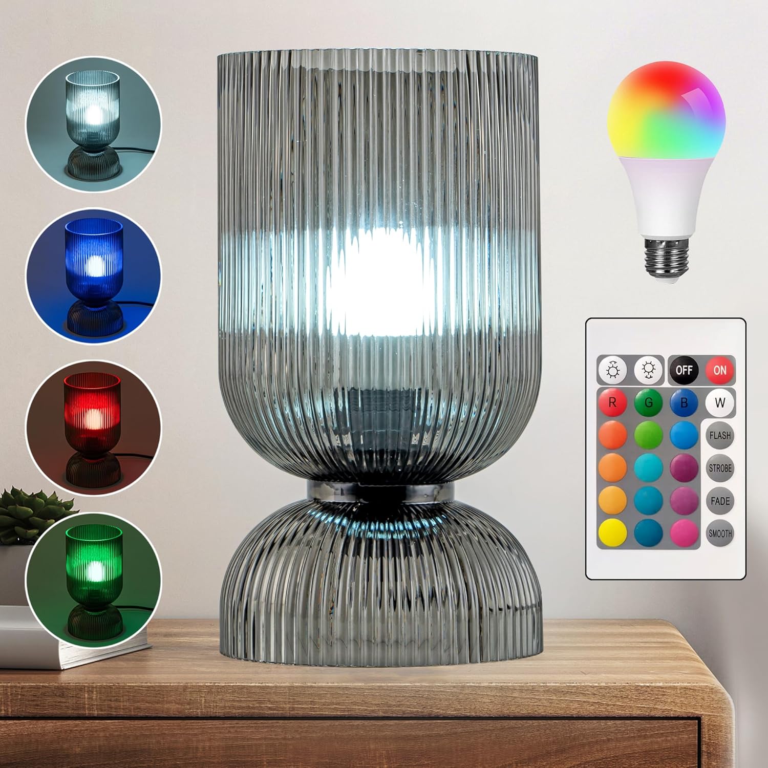 Mid-Century Green Bedside Lamp — Grey-RGB