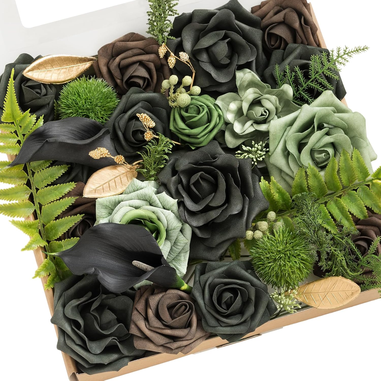 Beige Artificial Plant — Grn-emerald & Gold