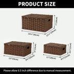 Boho Brown Woven Basket — Set of 3 - View 6