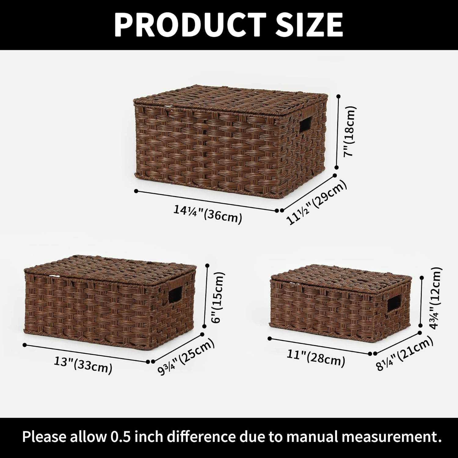Boho Brown Woven Basket — Set of 3 - View 6