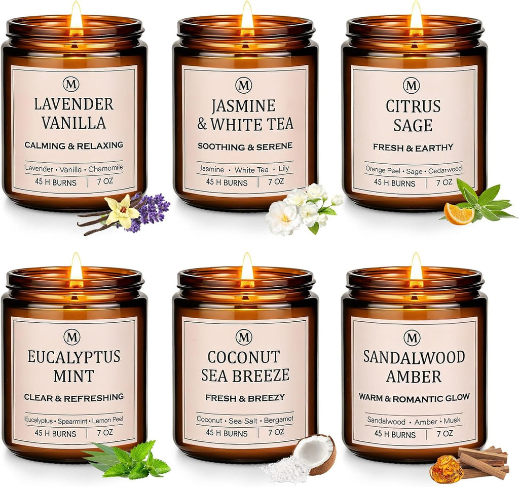 Scented Wood Soy Candle — Vanilla/White Tea/Sage/Eucalyptus/Sea Breeze/Sandalwood