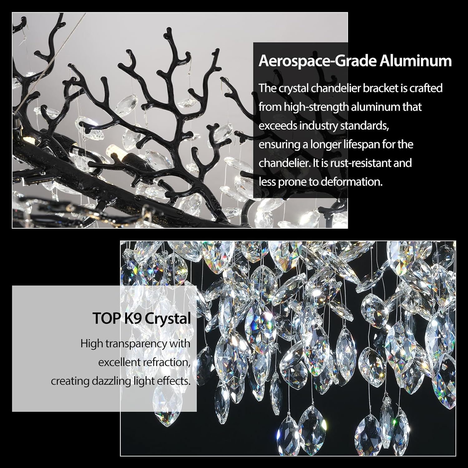 Rectangular Luxe Black Chandelier — 16-Light - View 5