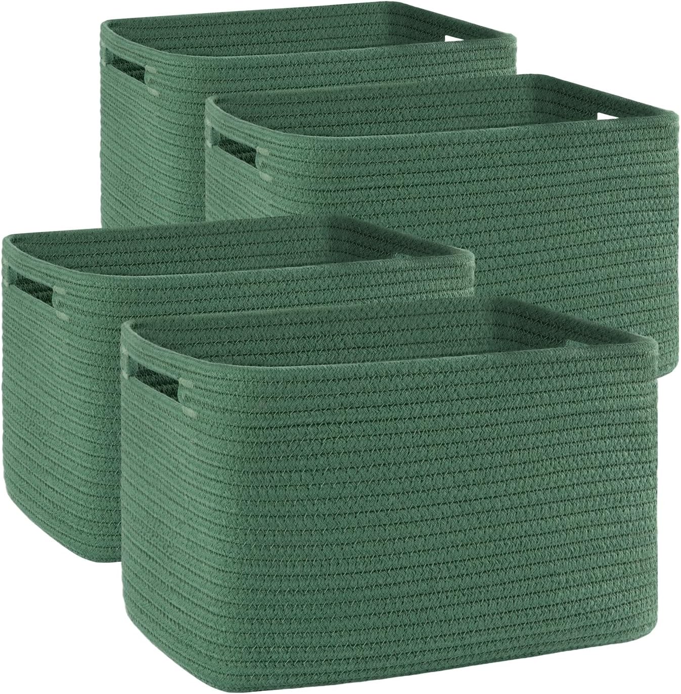 Boho Black Woven Basket — 12.7" — Green