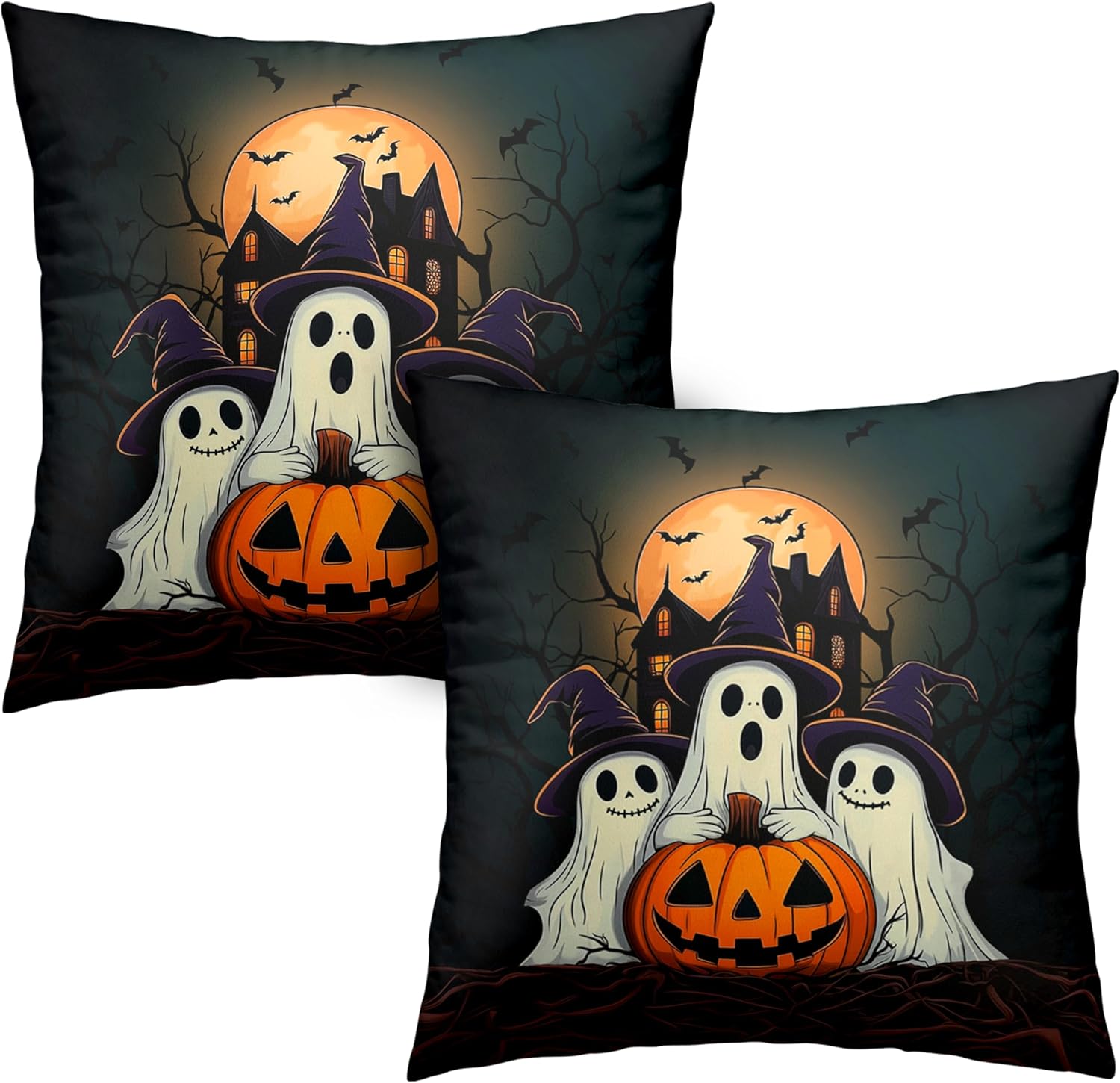 Boho Blue Throw Pillow Cover — 18" — Halloween-d