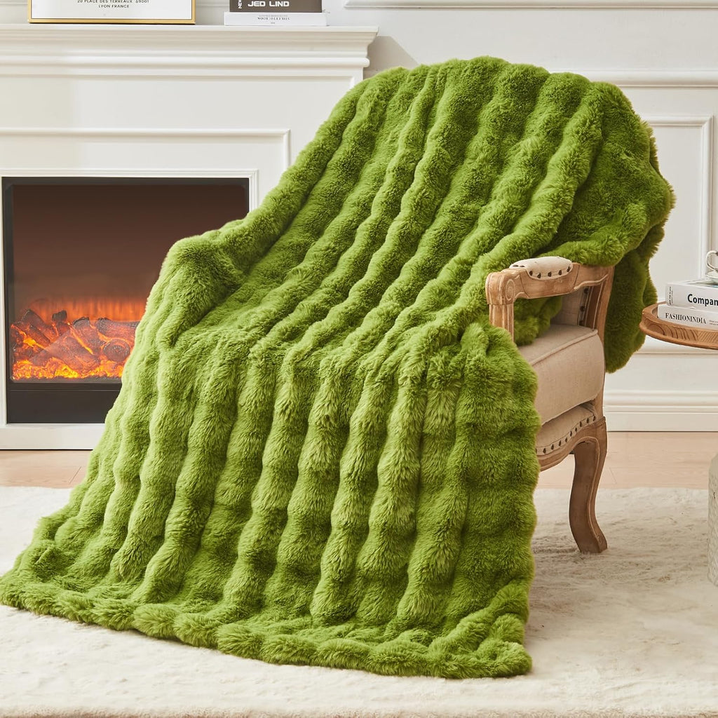 Boho Beige Throw Pillow — 50" — Dark Green