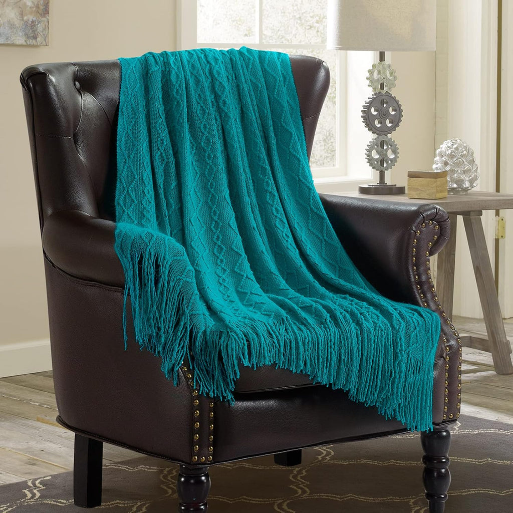 Knit Boho Beige Throw Pillow — 50x60 - View 6