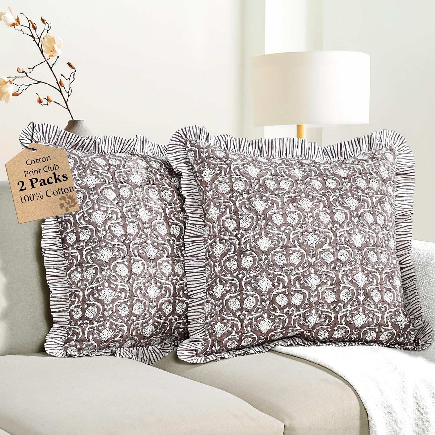Boho Blue Throw Pillow — 20" — 20" x 20" (Pack of 2)