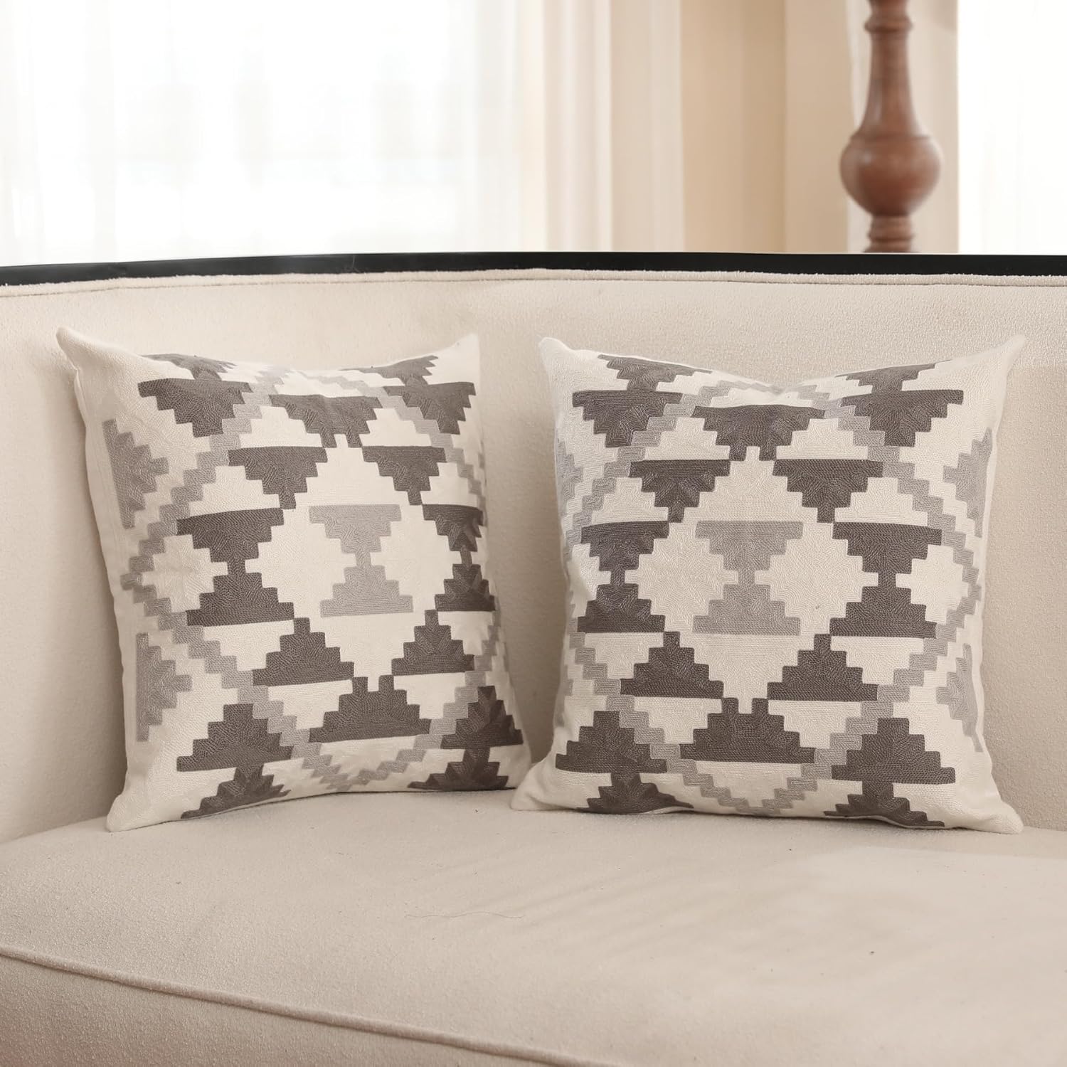 Boho Fabric Throw Pillow Cover — 18" — Pattern a