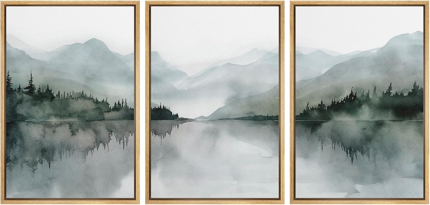 Vintage Farmhouse Framed Wall Art — 24" — 24"x36"x3 Panels Natural