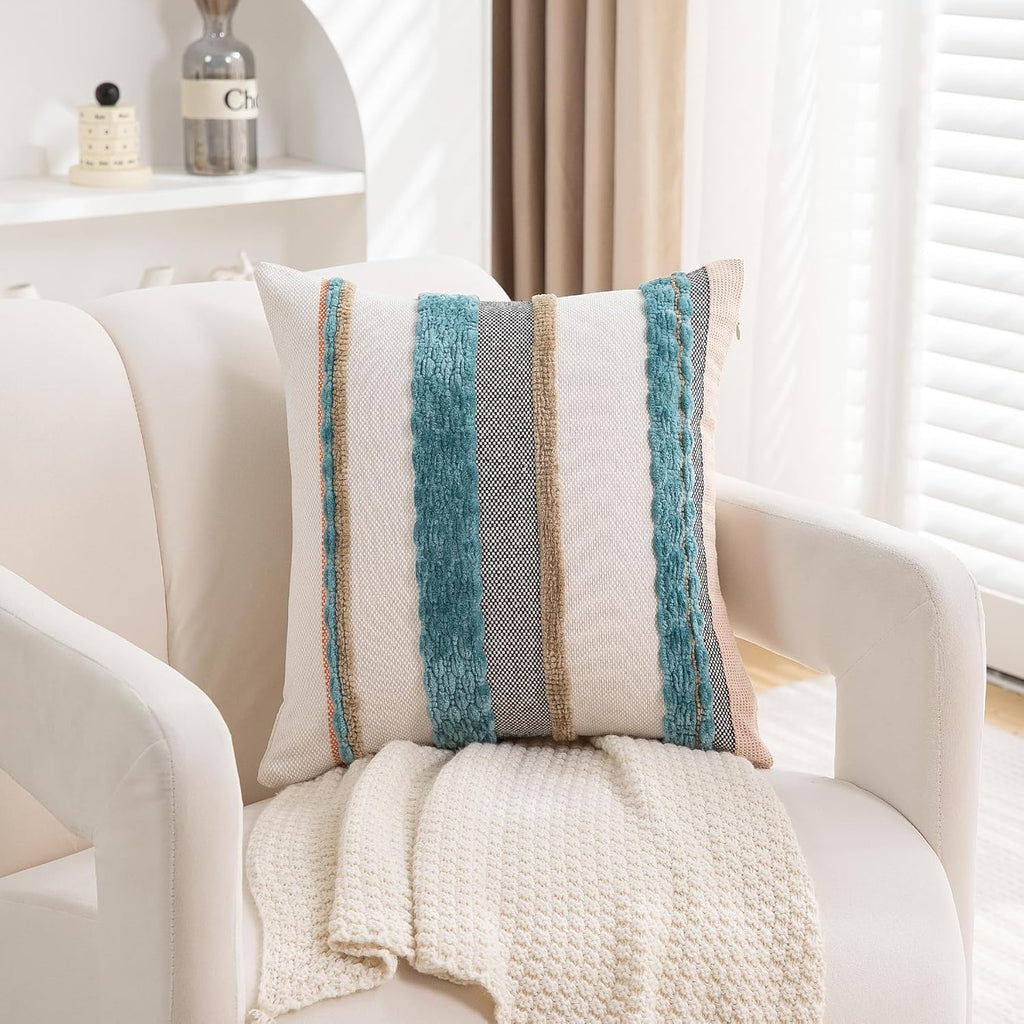 Chenille Boho Black Throw Pillow Cover — 18x18 - View 9