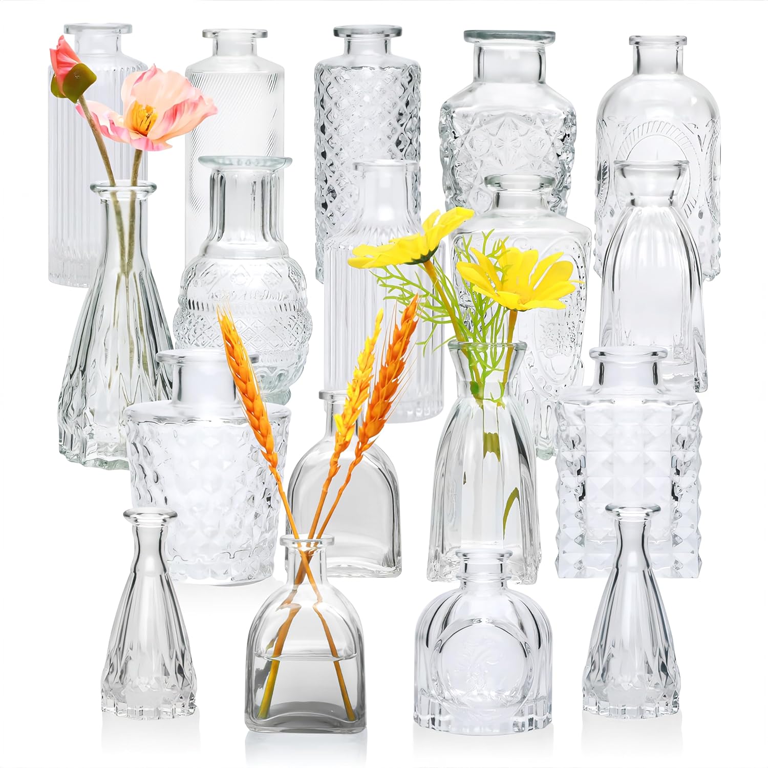 Farmhouse Black Flower Vase — Set of 32 — Clear