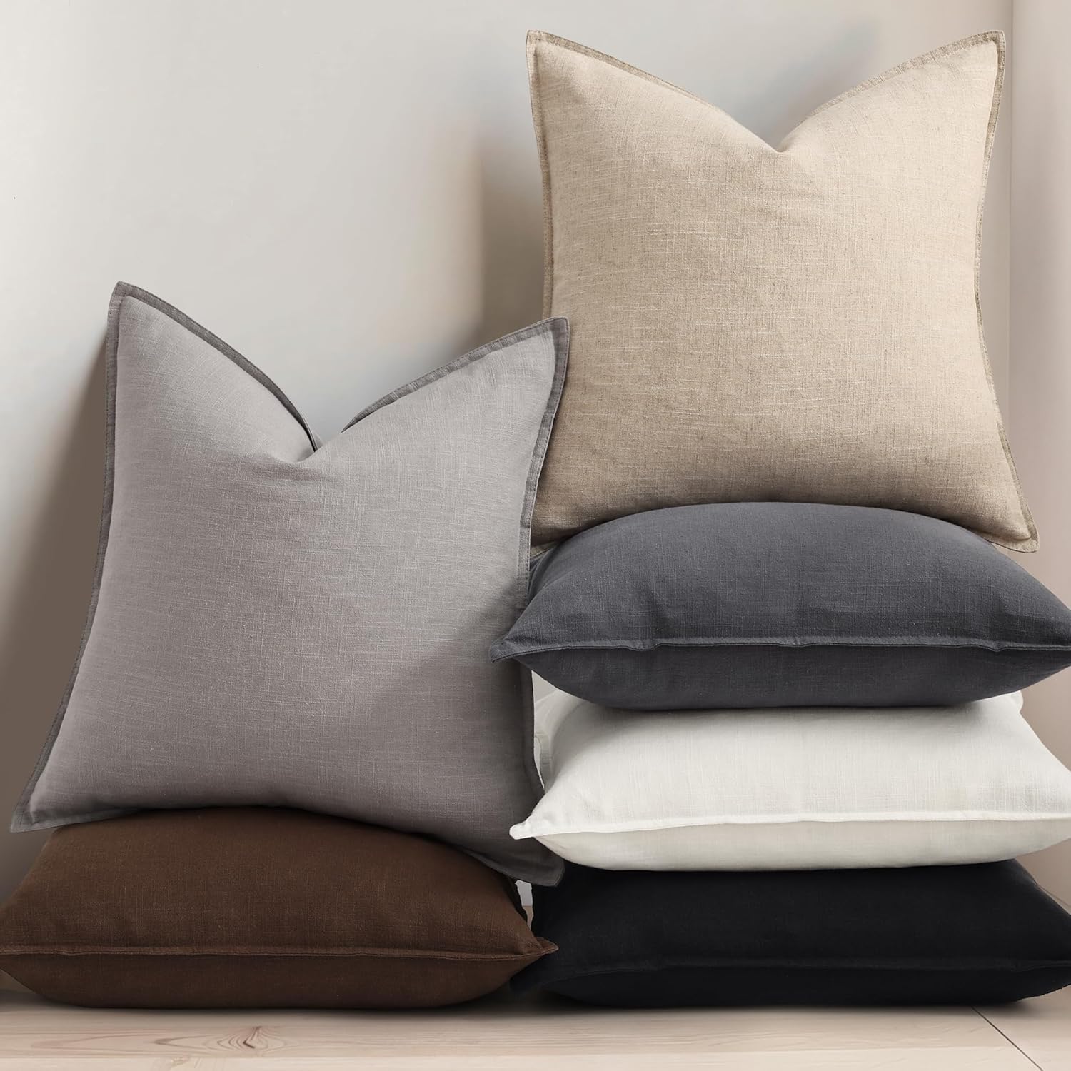 Linen Boho Beige Throw Pillow Cover — 20" - View 5
