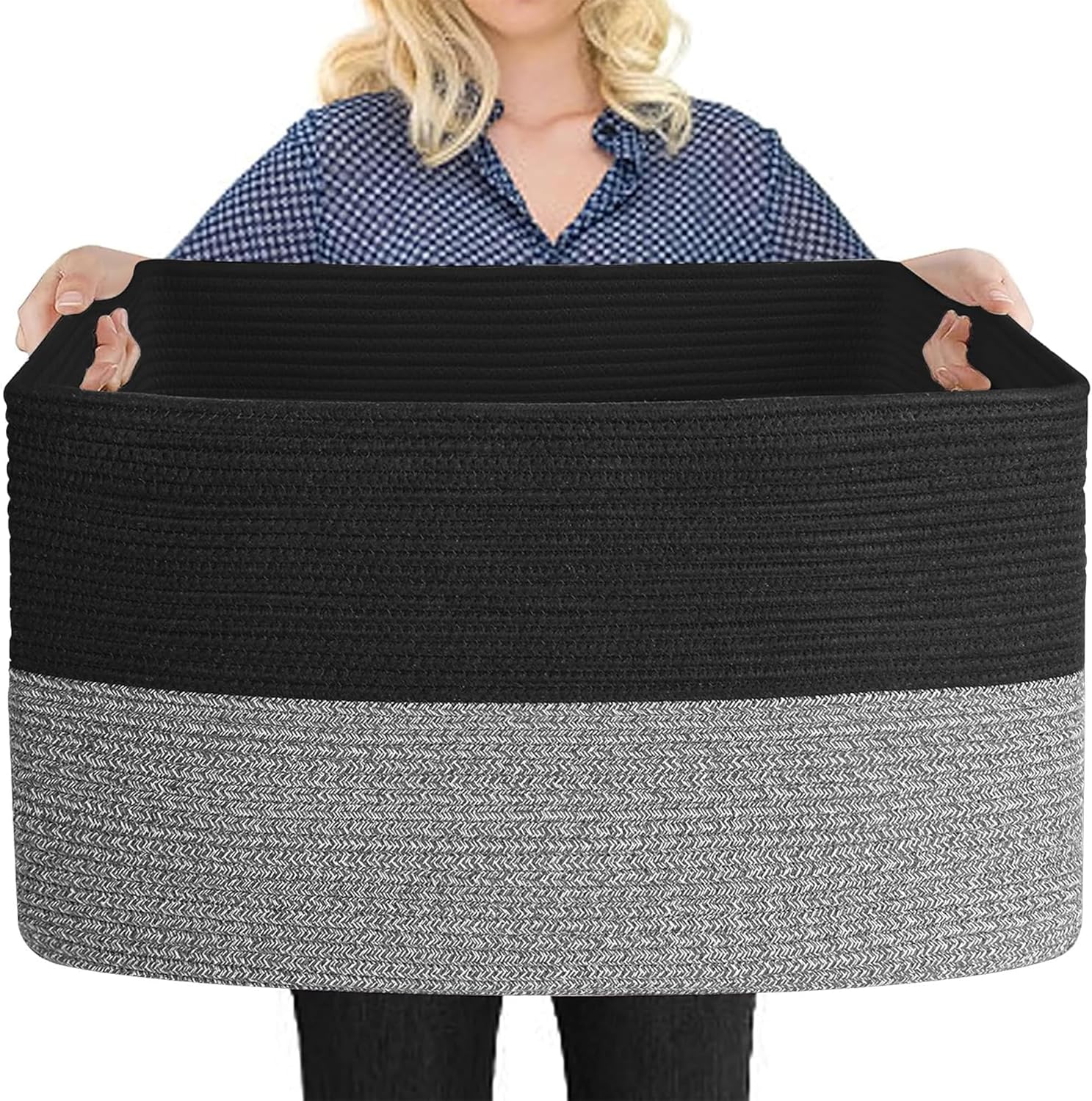 Boho Black Throw Pillow — 22" — Black & Black Stripe