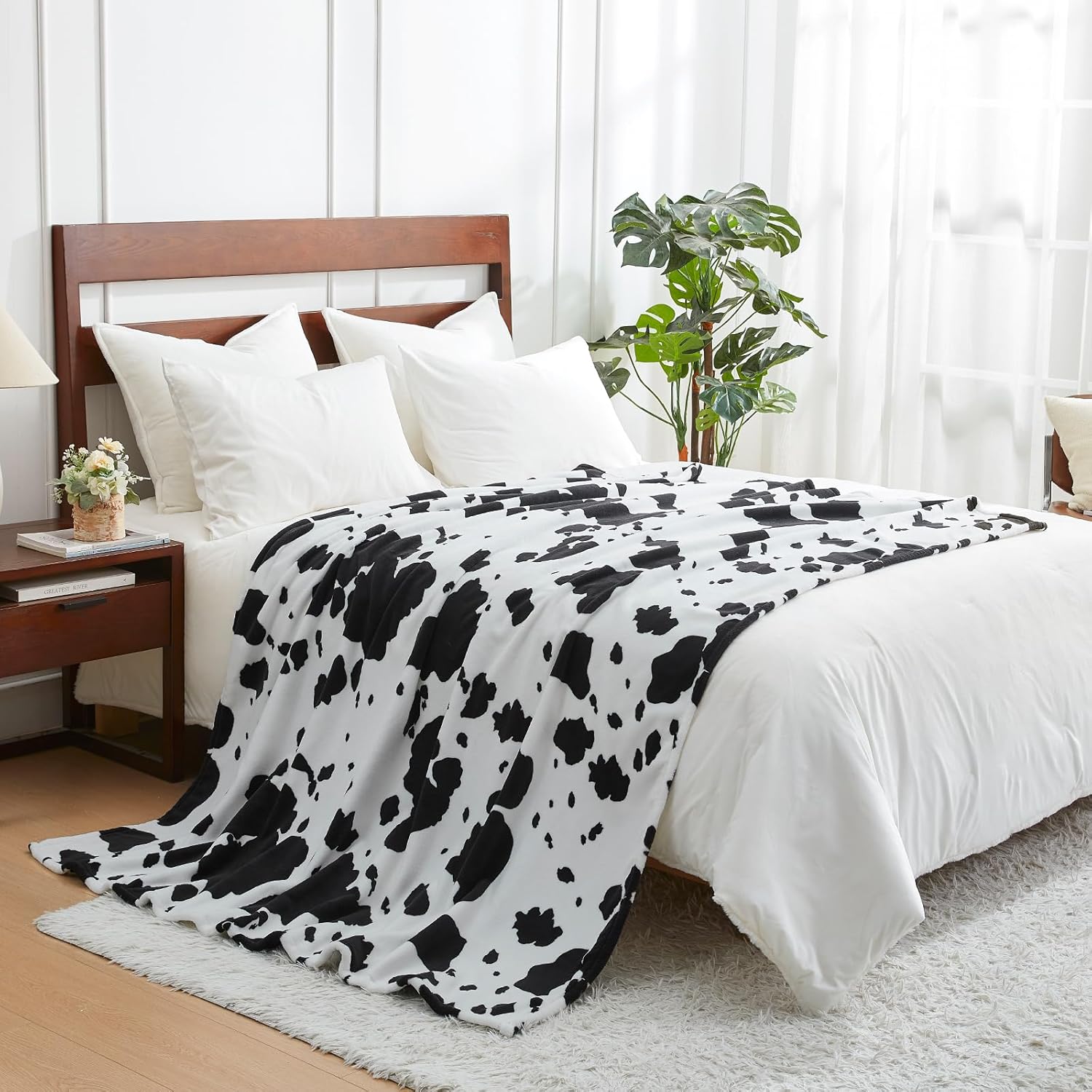 Beige Throw Pillow — 50" — Black White