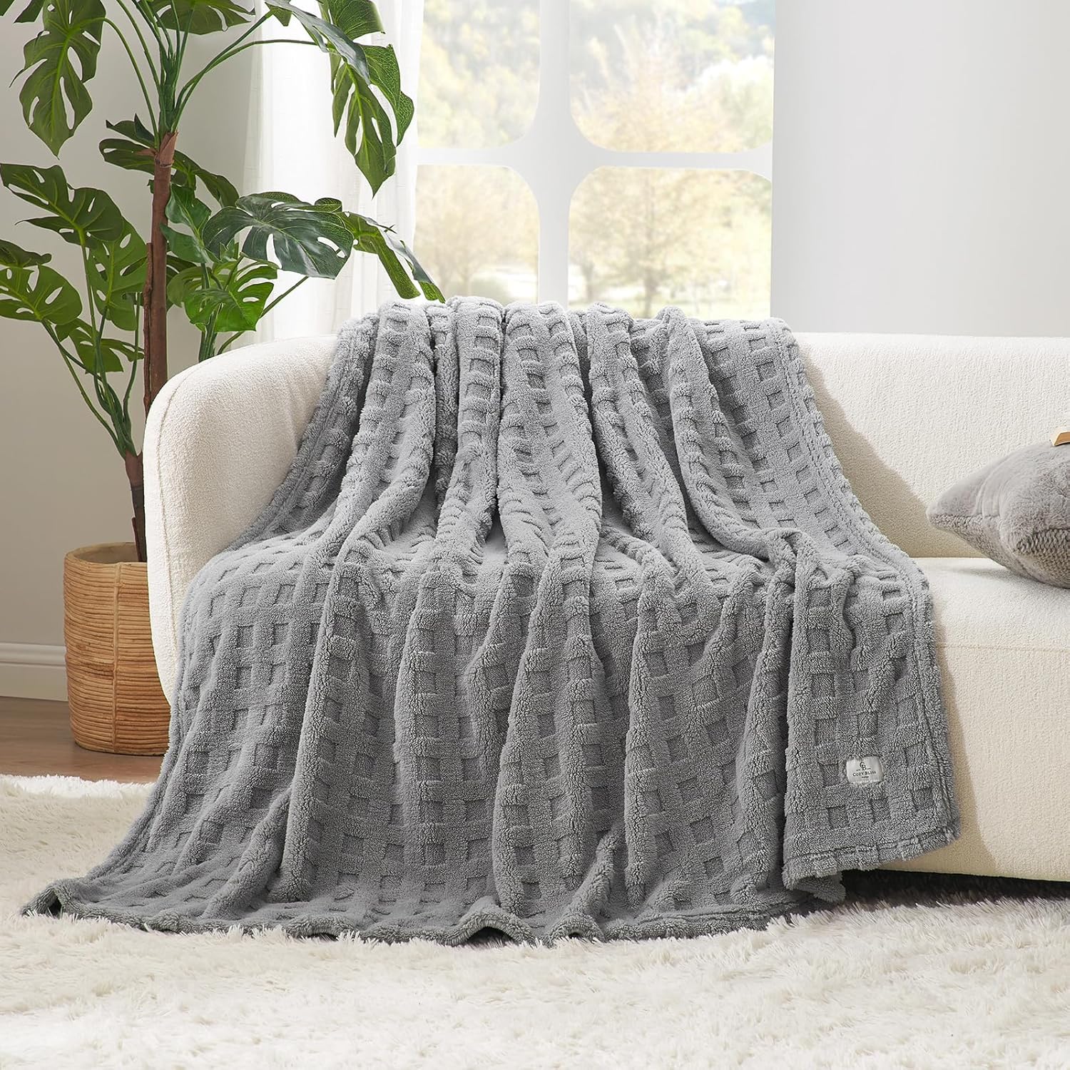 Modern Blue Throw Pillow — 50" — Light Grey