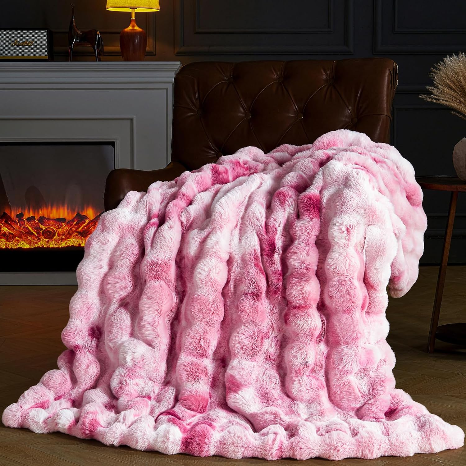 Luxe Beige Throw Pillow — 50" — Tie-dye-pink