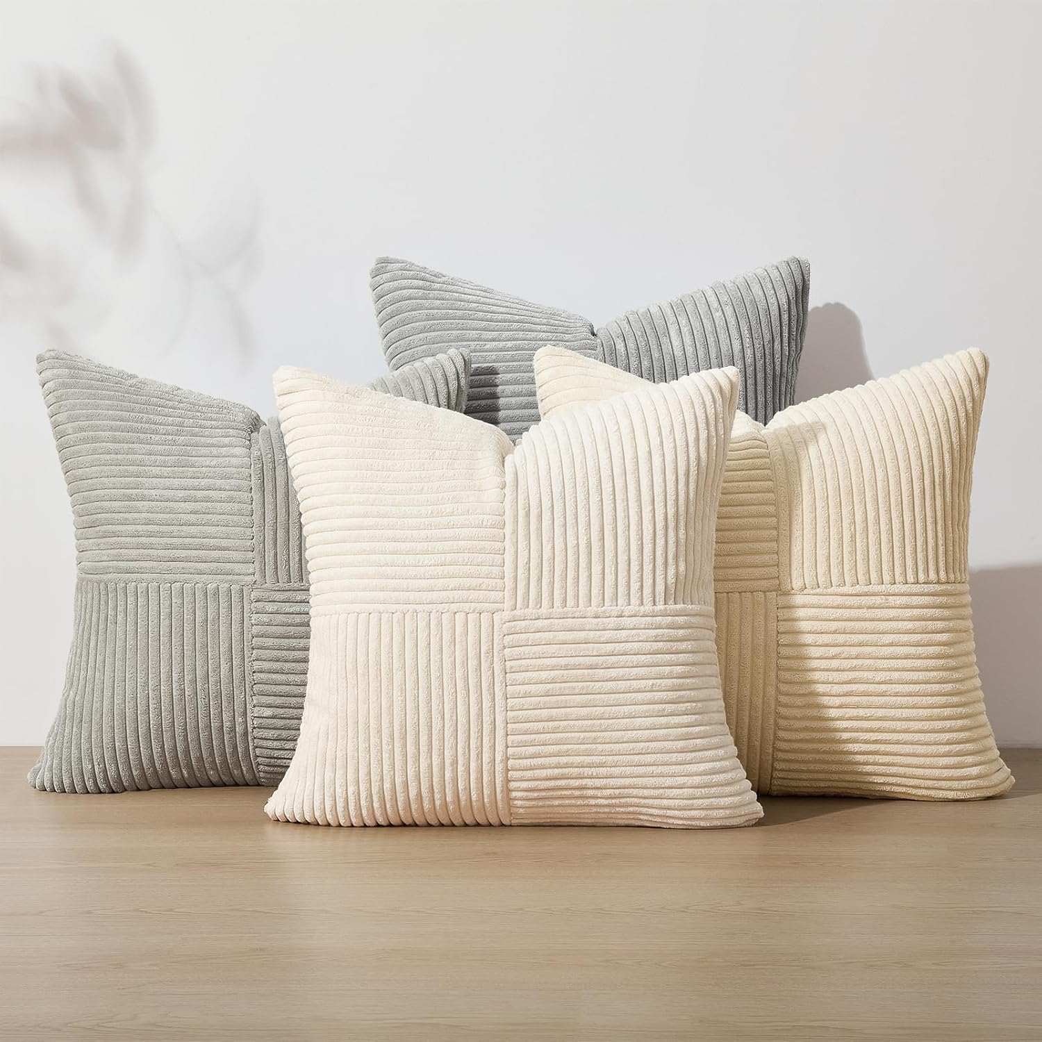 Velvet Boho Beige Throw Pillow Cover — 20" — Neutral Grey