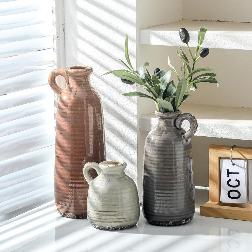 Boho Brown Flower Vase — Set of 3 - View 9