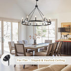 Round Farmhouse Black Chandelier — 12-Light - View 3
