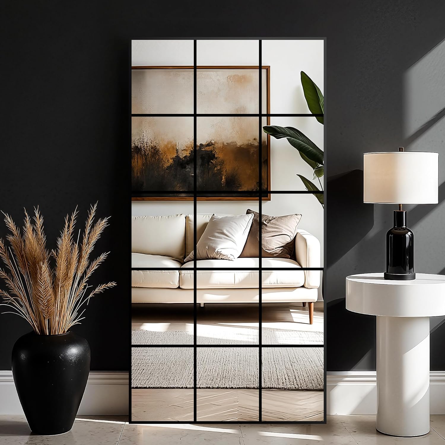 Framed Black Wall Mirror — 40" — Black