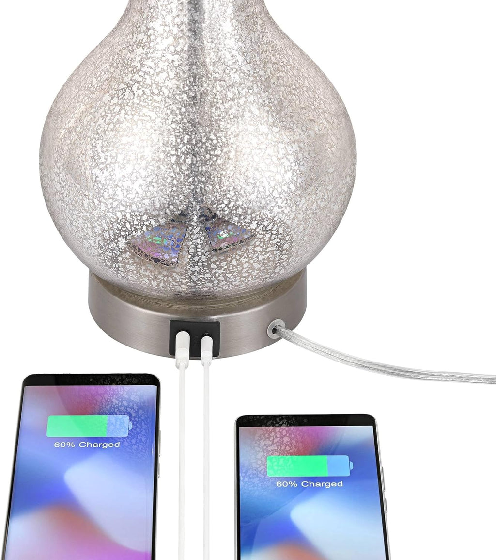 USB Charging Modern Silver Table Lamp — 21.75" - View 8