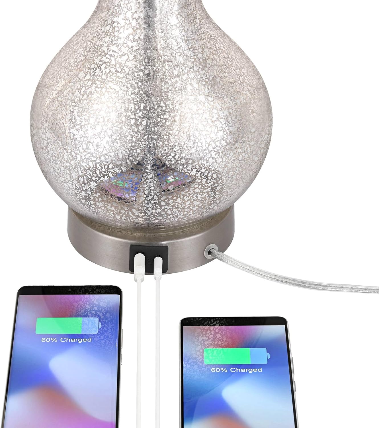 USB Charging Modern Silver Table Lamp — 21.75" - View 8