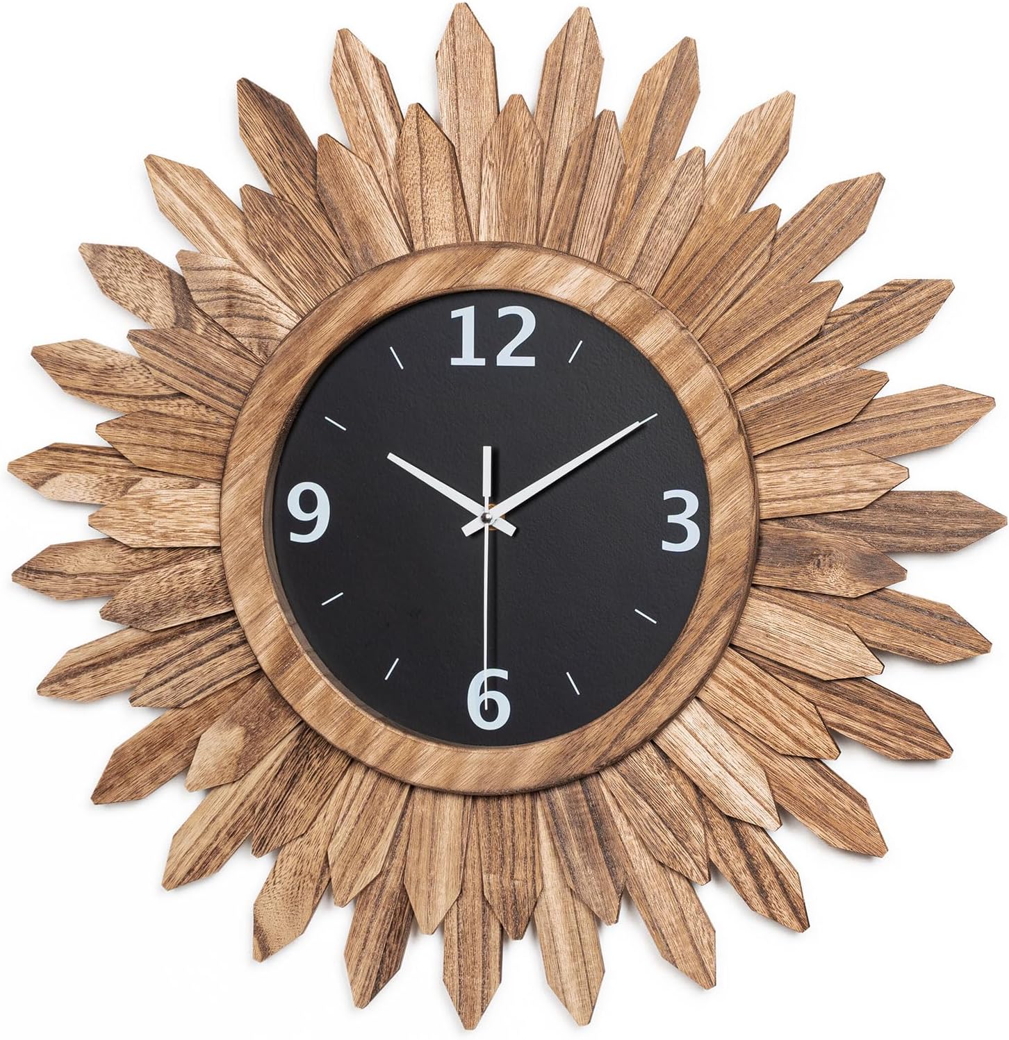 Battery Operated Boho Brown Wall Clock — 21" — Rustic Brown