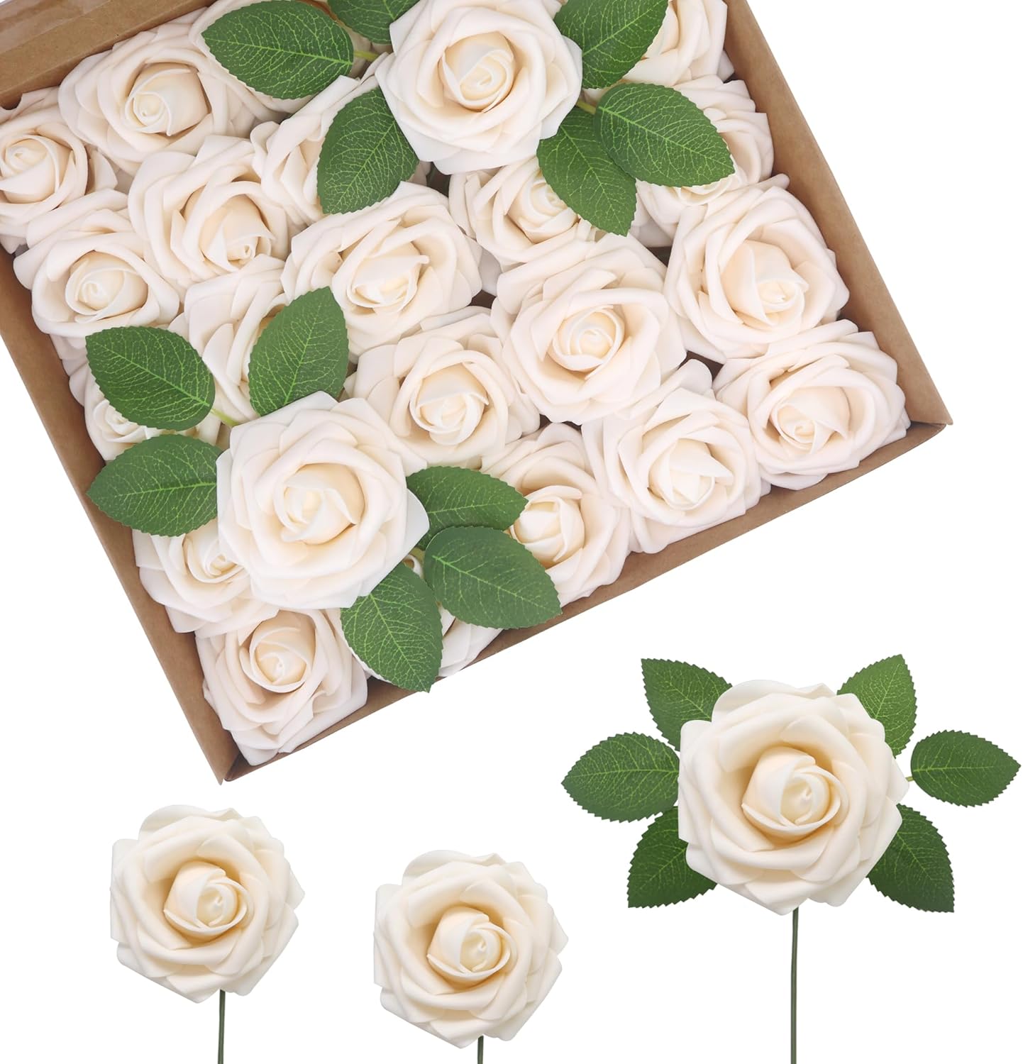 Beige Artificial Flowers — 3" — Regular 3" - 50pcs