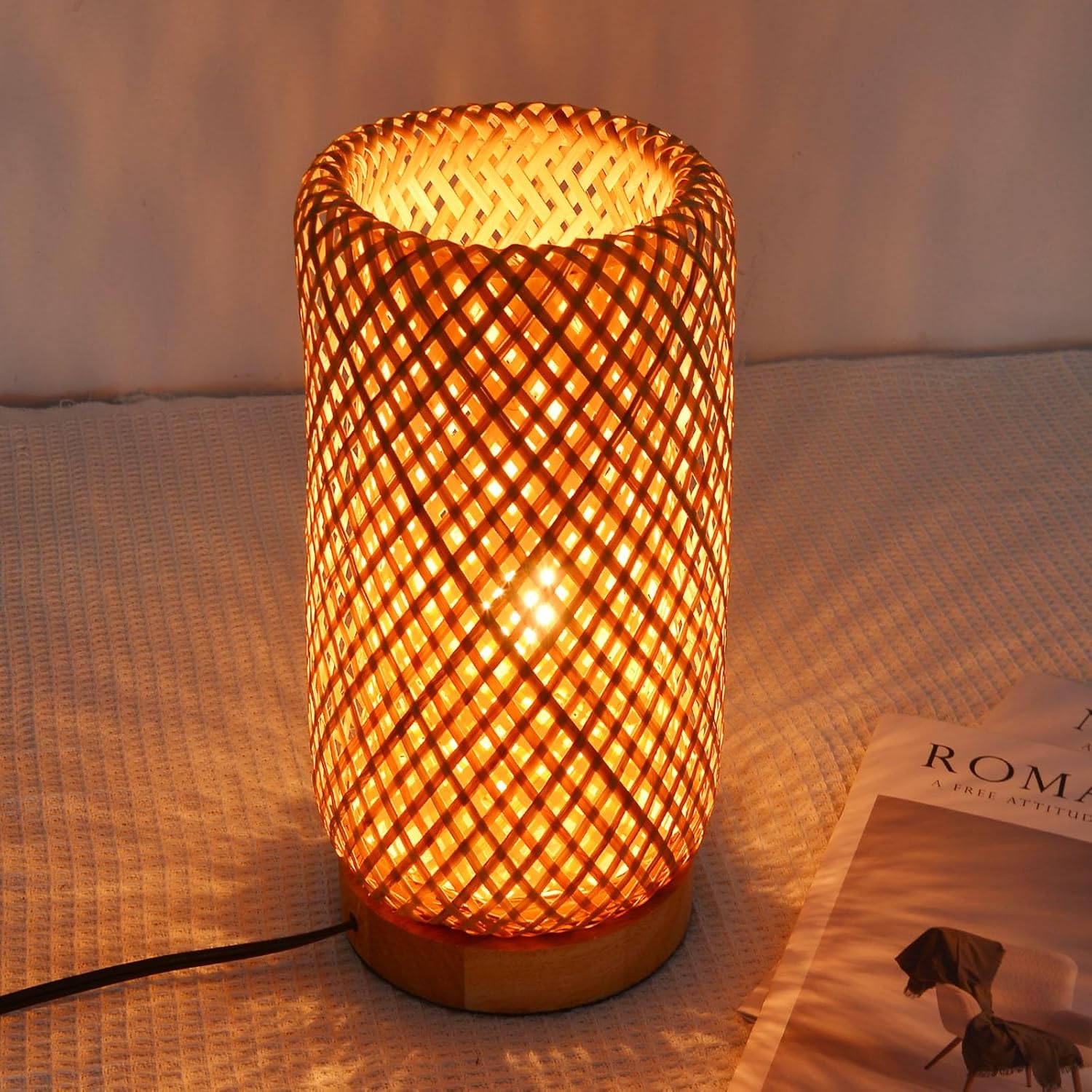 Boho Wood Desk Lamp — 5.9" — 5.9" X 11.39"