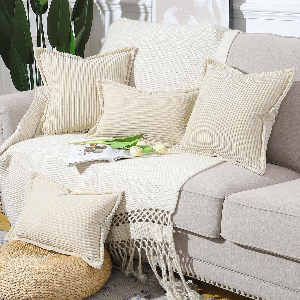 Boho Beige Throw Pillow Cover — 18" - View 5