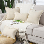 Boho Beige Throw Pillow Cover — 18" - View 5