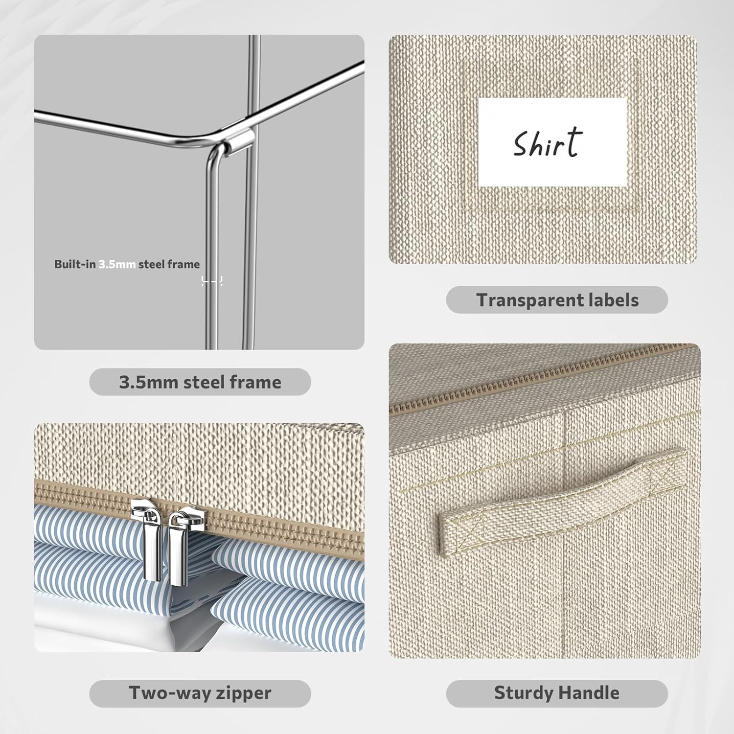 Linen Beige Throw Pillow - View 5