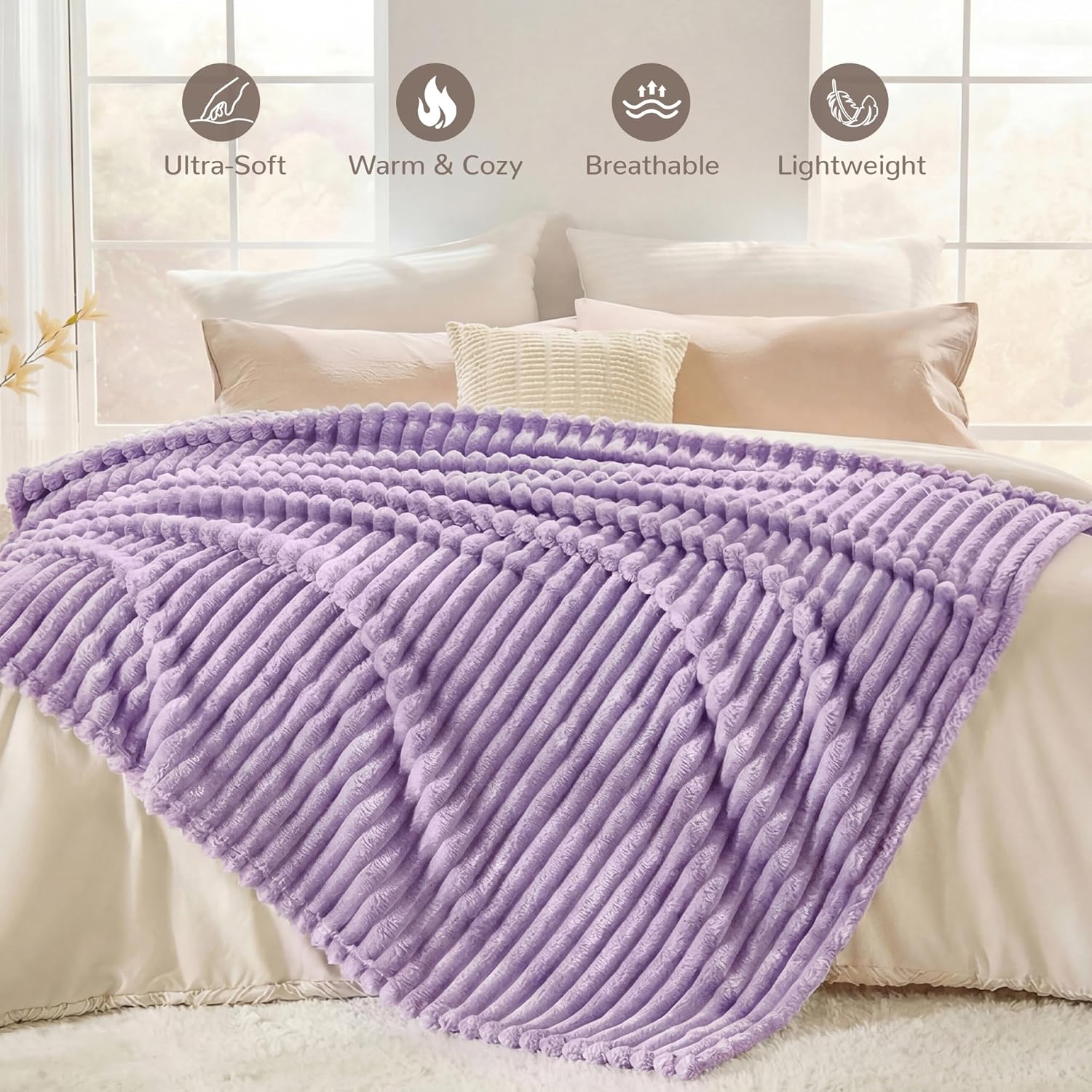 Beige Throw Pillow — 50" - View 2