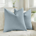 Linen Boho Beige Pillow Cover — 18" — Denim Blue