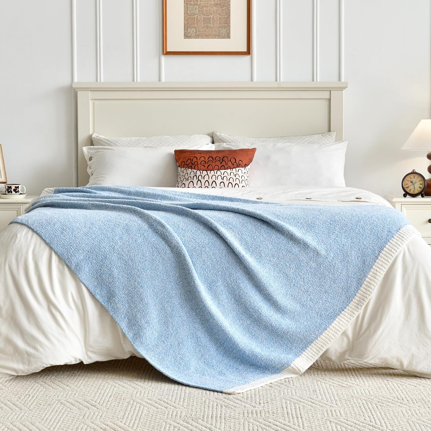 Knit Beige Throw Pillow — 50" - View 3