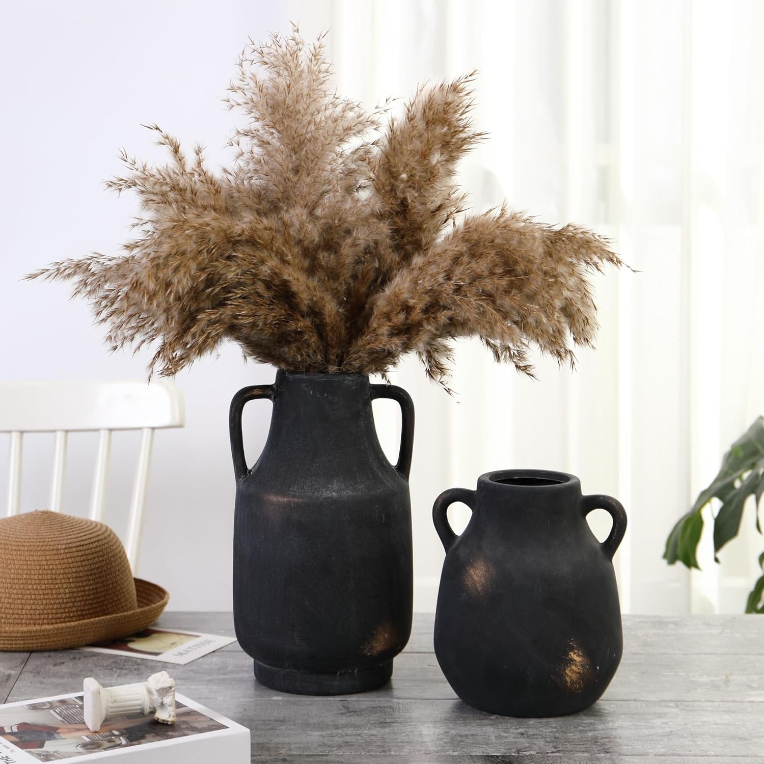 Vintage Boho Black Flower Vase — Set of 2 - View 3