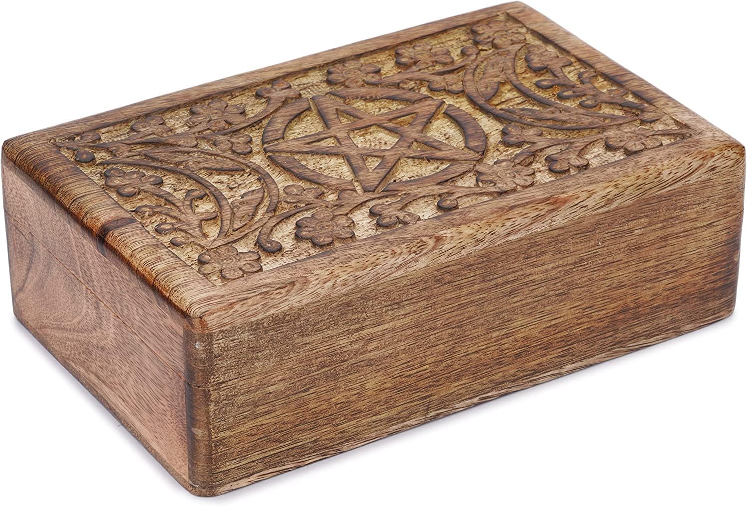 Handcrafted Wood Storage Basket — 5" — Moon Star